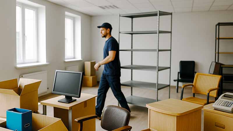 Mitarbeiter bei der Räumung und Entrümpelung eines Gewerbeobjektes